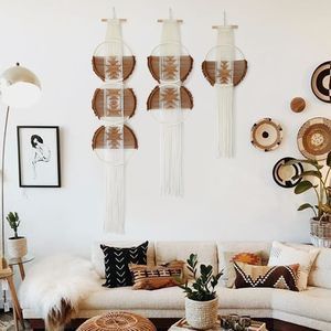 Macrame Wall Hanging Combination 3 Pcs Brown Handmade Woven Boho Home Chic🦎